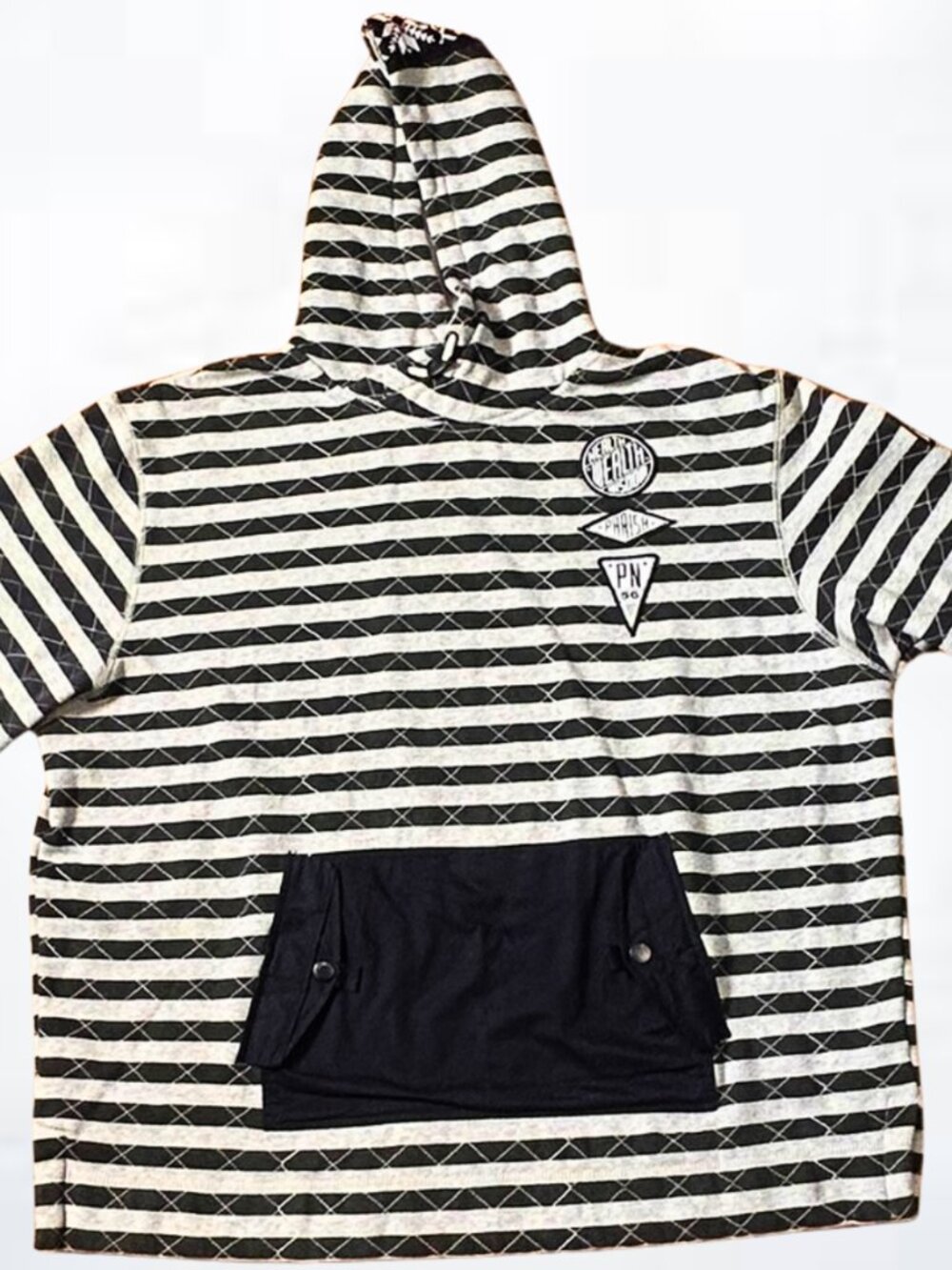 Parish Nation Men’s 4XL Gray Striped Heavy Pullover Hoodie Streetwear